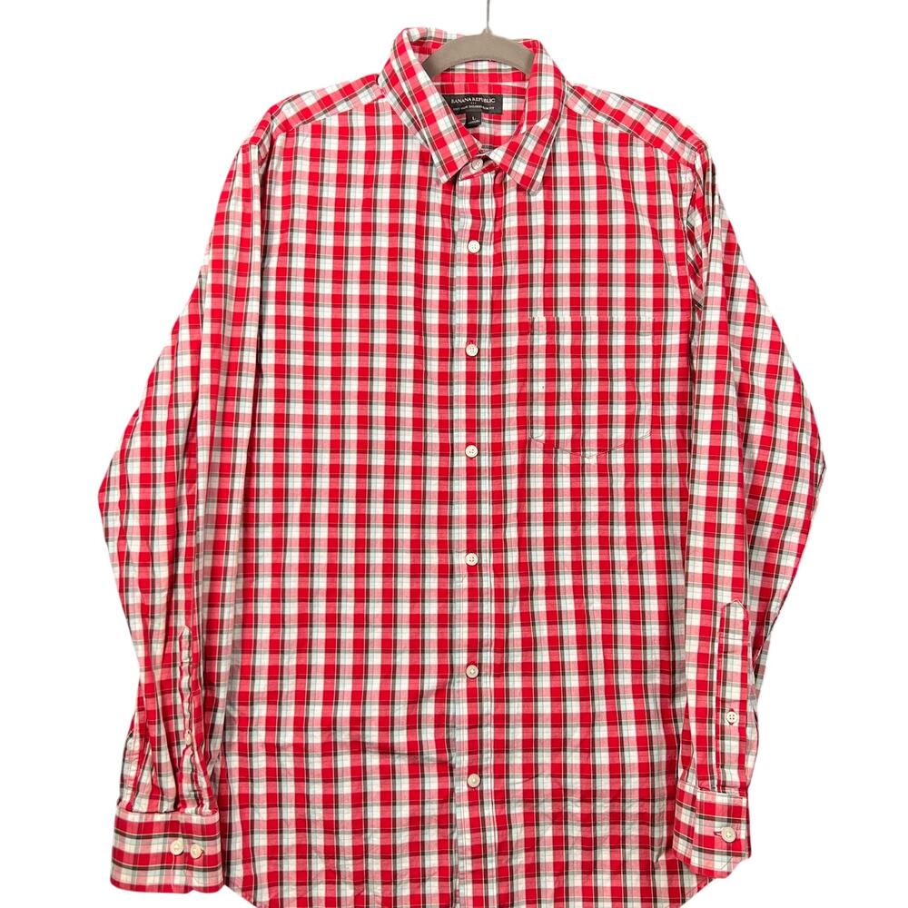 Banana Republic Soft Wash Slim Fit Men's L Plaid Button-Up